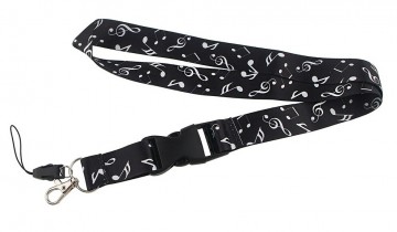 Keycord zwart wit met badge 9