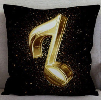 Kussenhoes zwart muzieknoot goud