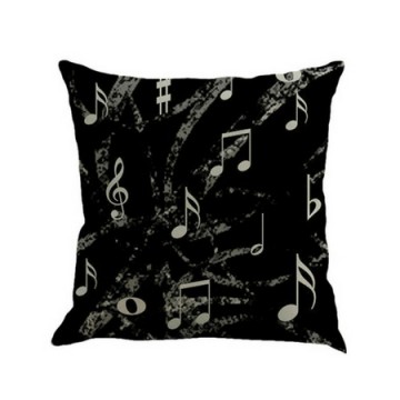 Kussenhoes zwart muzieknoten 0