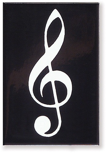 Magneet plat vioolsleutel zwart wit