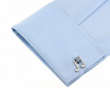 Manchetknopen muzieknoten verbonden zilver op stof