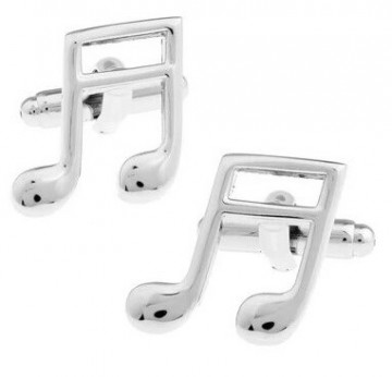 Manchetknopen muzieknoten verbonden zilver