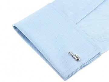 Manchetknopen saxofoon zilver op stof