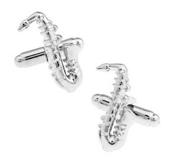Manchetknopen saxofoon zilver