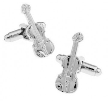 Manchetknopen viool zilver