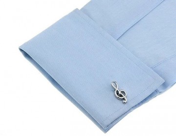 Manchetknopen vioolsleutel zilver op stof