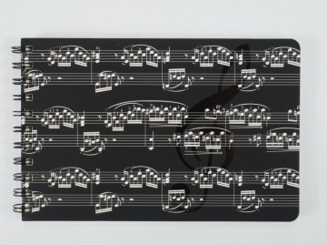 Notitieblok spiraal notenbalken zwart