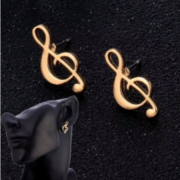 Oorbellen vioolsleutel goud groot 2