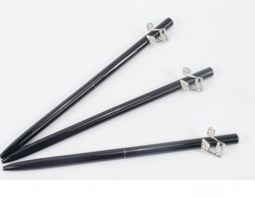 Pen zwart muzieknoten kristal zilver