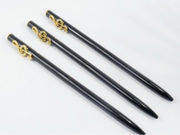 Pen zwart vioolsleutel kristal goud