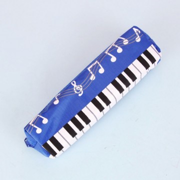 Pennenetui toetsen muziektekens blauw