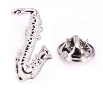 Pin saxofoon zilver