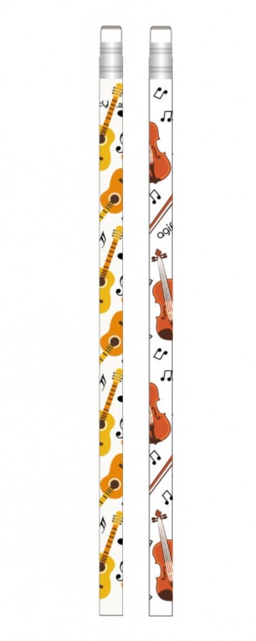 Potlood gitaar en viool muzieknoten