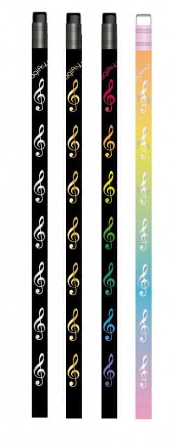 Potlood muzieknoten met gum allemaal