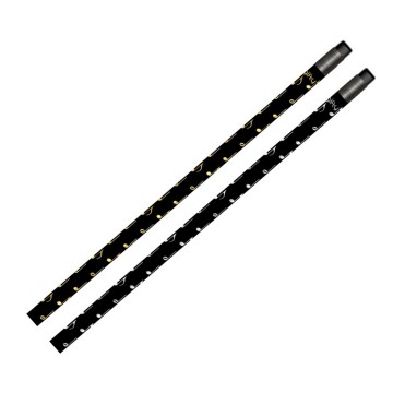 Potlood muzieknoten met gum zwart goud en zilver