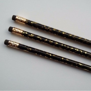 Potlood zwart met goud muziektekens