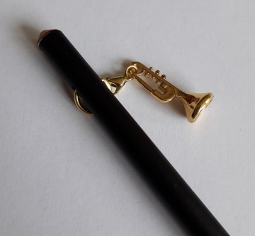 Potlood zwart met trompethangertje