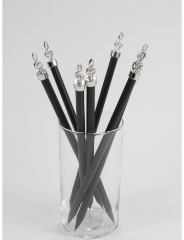 Potlood zwart met vioolsleutel kop zilver