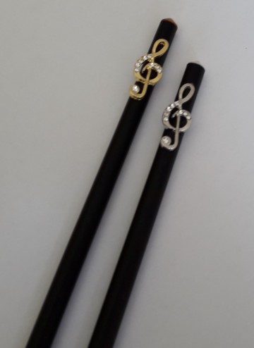 Potlood zwart met vioolsleutel kristal