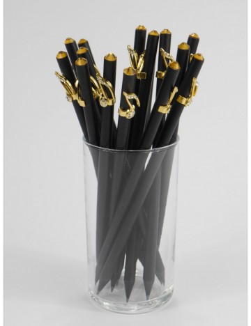 Potlood zwart muzieknoot kristal goud