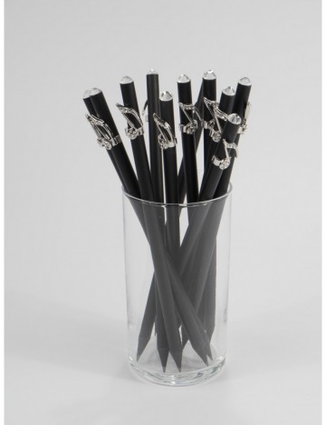 Potlood zwart muzieknoot kristal zilver