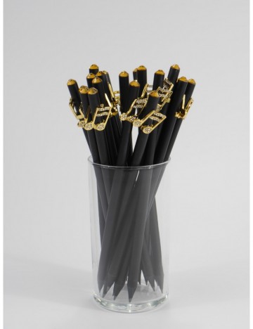 Potlood zwart muzieknoten kristal goud