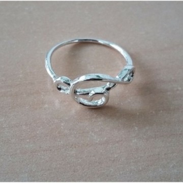 Ring vioolsleutel zilver rond