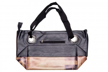 Schoudertas notenbalken bruin zwart kunstleer 2