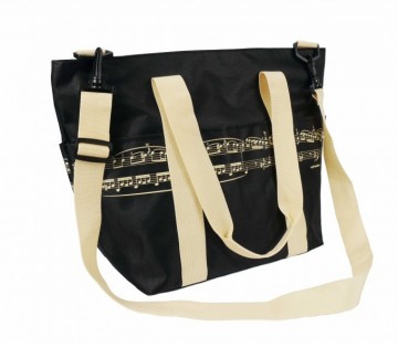 Schoudertas notenbalken zwart creme 2