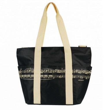 Schoudertas notenbalken zwart creme 3