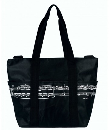 Schoudertas notenbalken zwart wit