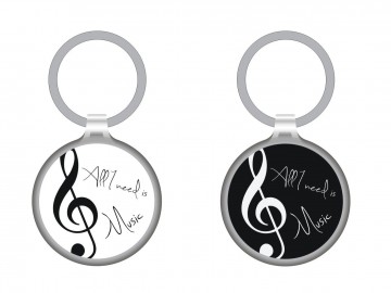 Sleutelhanger alli need is music rond metaal allebei