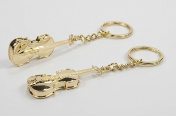 Sleutelhanger viool metaal goud 2