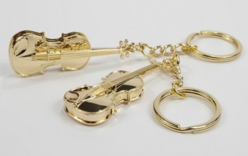 Sleutelhanger viool metaal goud