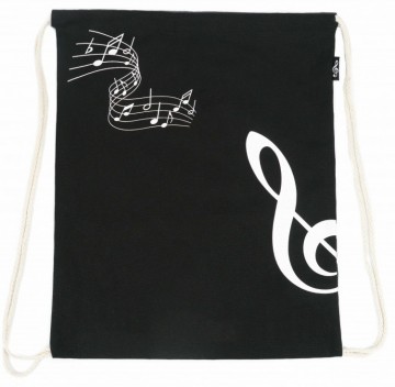 Sporttas notenbalk vioolsleutel zwart wit