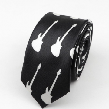 Stropdas gitaren zwart wit