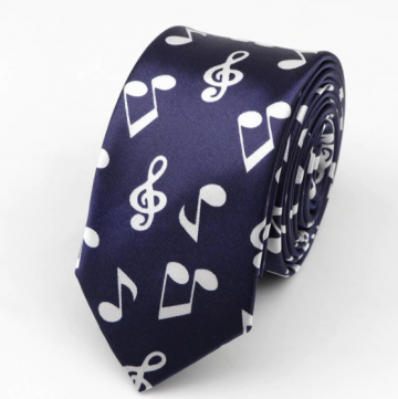 Stropdas muziektekens blauw wit