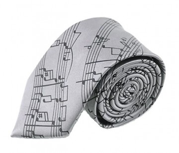 Stropdas notenbalken grijs zwart