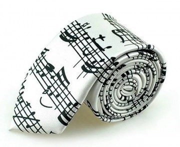 Stropdas notenbalken wit zwart niet speels