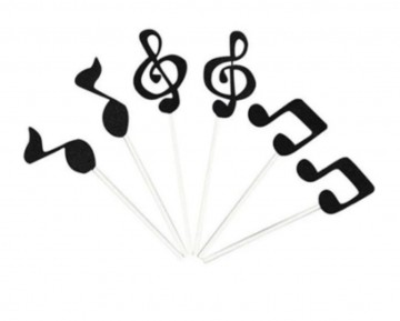 Taarttoppers prikkers vioolsleutels en muzieknoten zwart