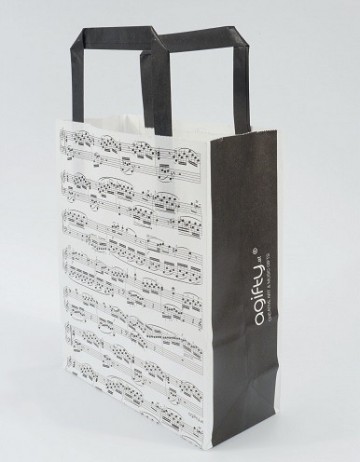 Tasje papier wit zwart notenbalken