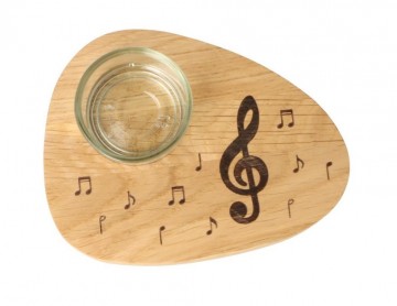 Theelichthouder hout vioolsleutel en muzieknoten 2