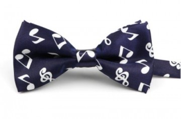 Vlinderstrik blauw met witte muziektekens