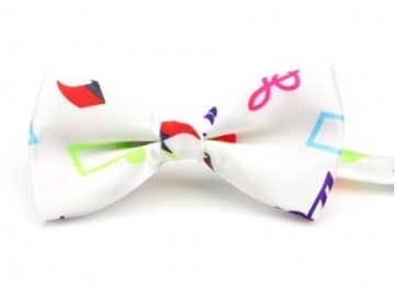 Vlinderstrik wit met gekleurde muziektekens