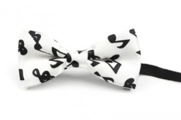 Vlinderstrik wit met zwarte muziektekens
