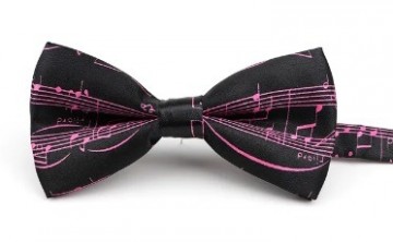 Vlinderstrik zwart met roze notenbalk groot