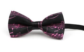 Vlinderstrik zwart met roze notenbalk klein