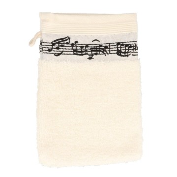 Washandje creme zwart notenbalk 2