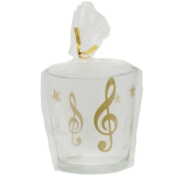 Waxinelichthouder rond vioolsleutel sterren goud 2