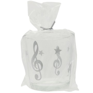 Waxinelichthouder rond vioolsleutel sterren zilver 2